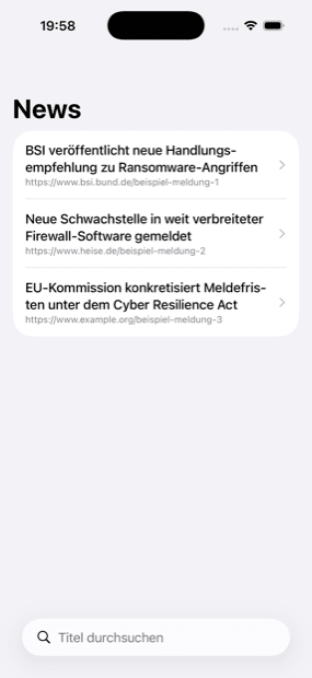Kuratierte Security-News in der App